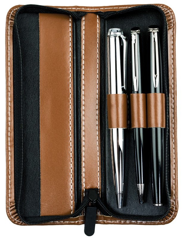 RV-Schreibgeräteetui TRIO - CAMBRIDGE Top Grain Leder - hellbraun